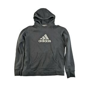 Mens Adidas Hoodie Sweatshirt Size M Black Logo Spell Out Pullover